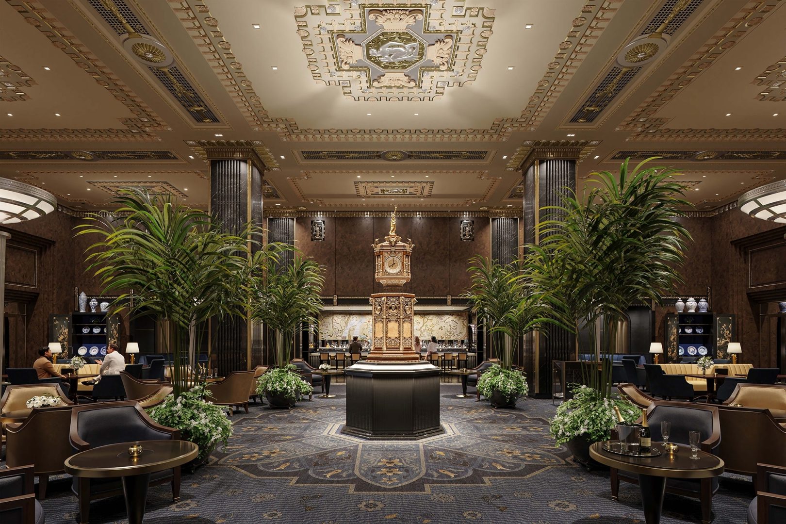 Waldorf Astoria New York Lobby with Clock Credit Noe Associates Courtesy The Boundary