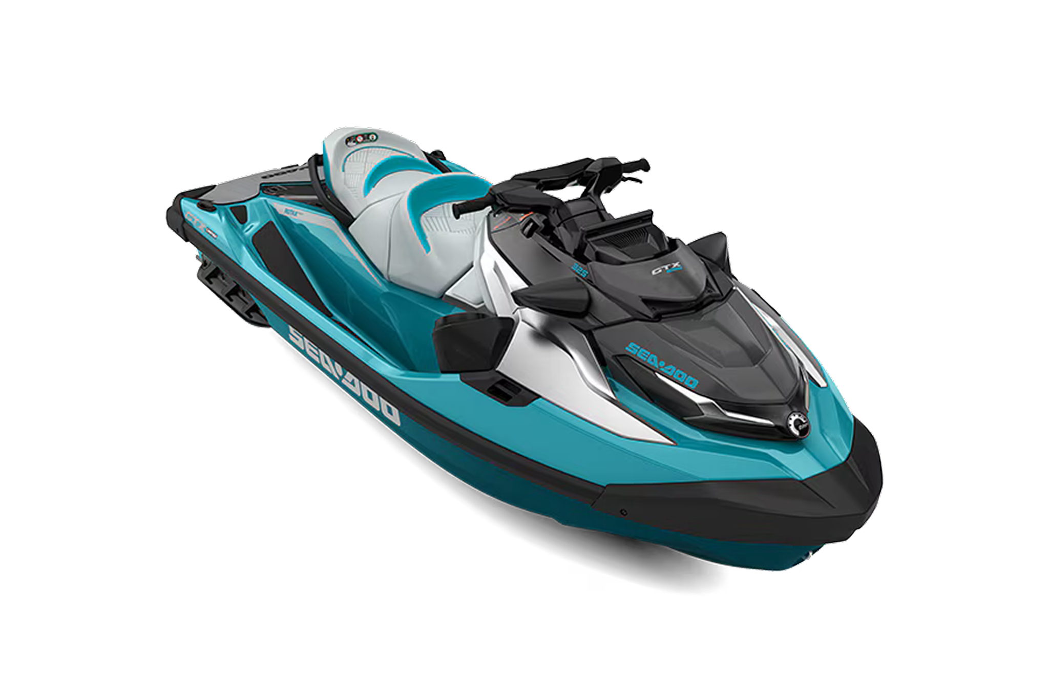 2025 Sea-Doo GTX Limited 325 in Teal Metallic shown from front three-quarter view highlighting seat design and handlebars
