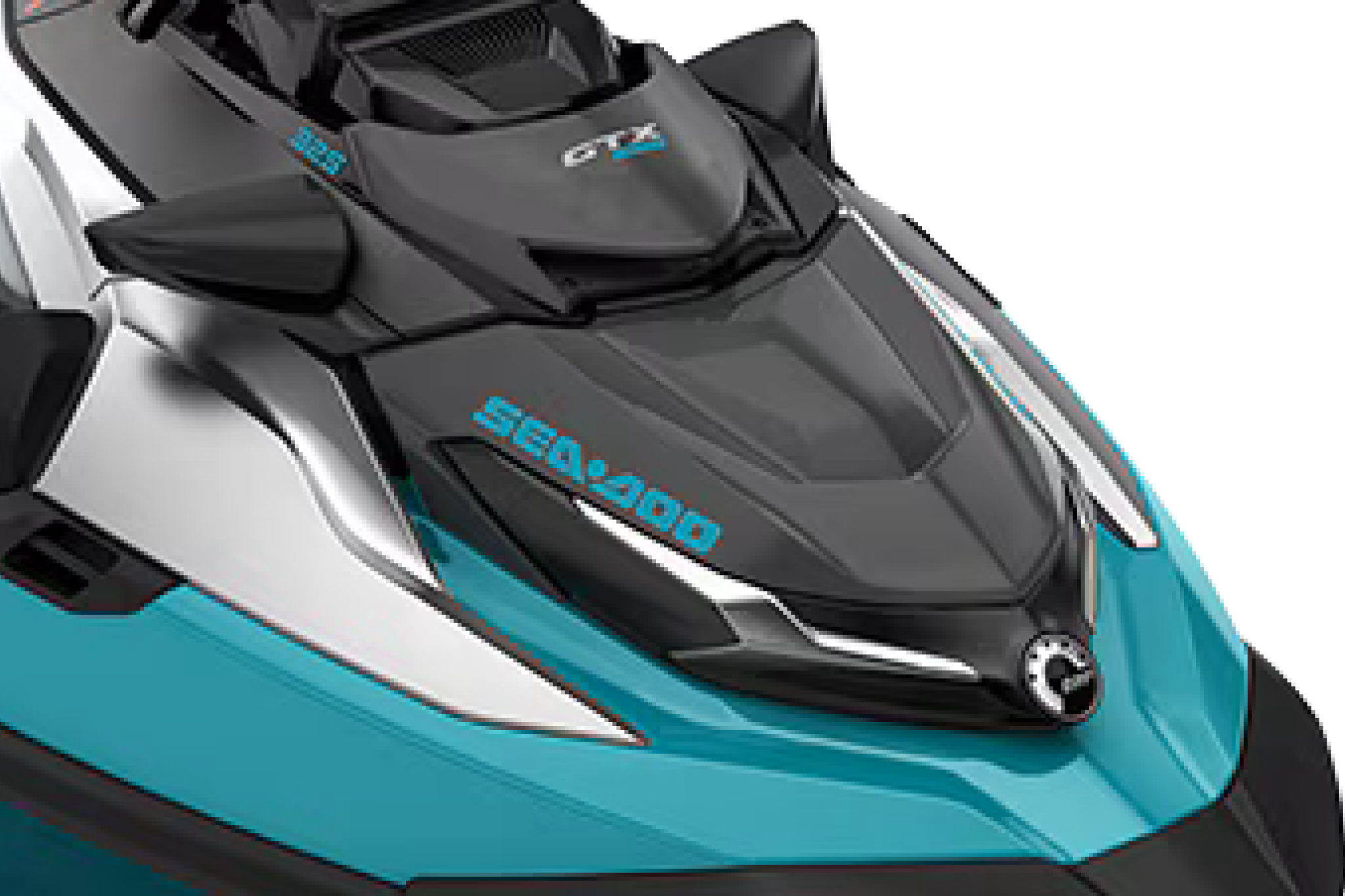 Front deck close-up of the 2025 Sea-Doo GTX Limited 325 featuring GTX badging and control interface
