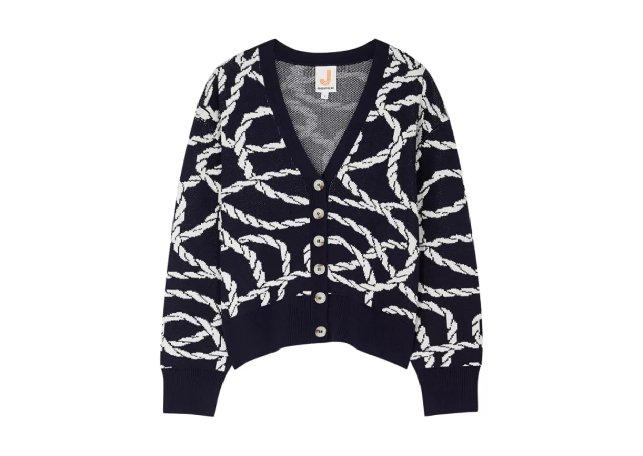 Navy White Rope Cardigan by Joos Tricot 3