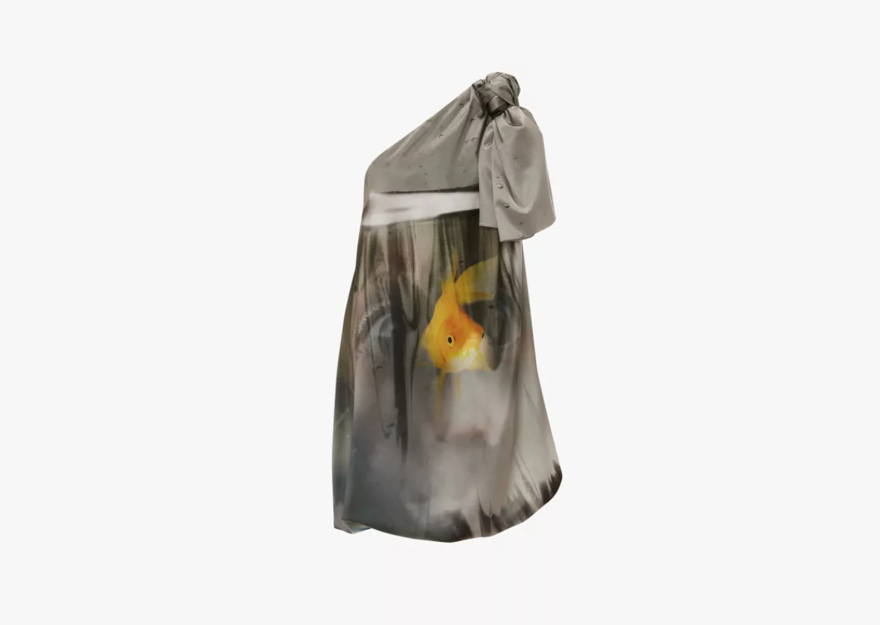 Printed One Shoulder Knot Dress by JW Anderson 1