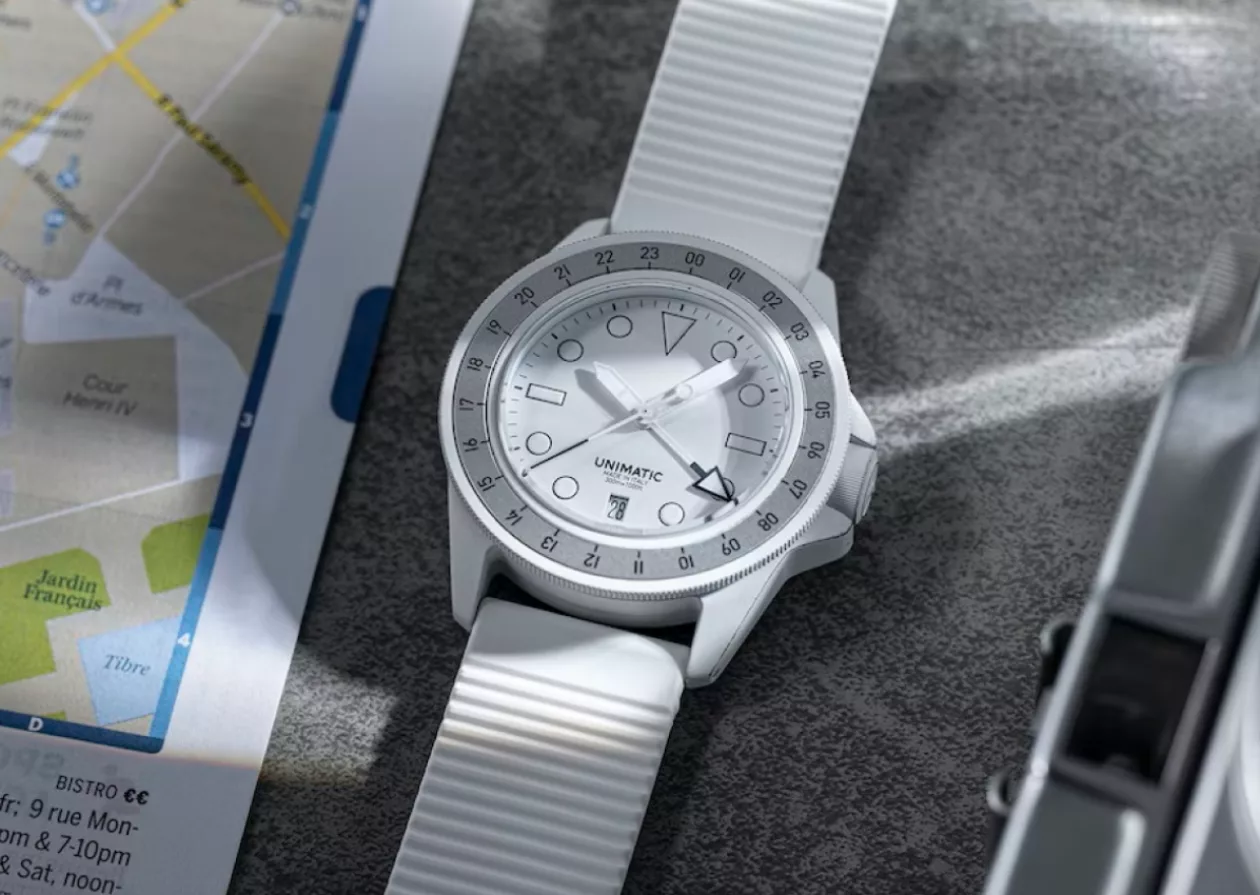 Unimatic x Revolution The Rakes limited edition Modello Uno GMT Arctic Fox where stealth meets style 11 2