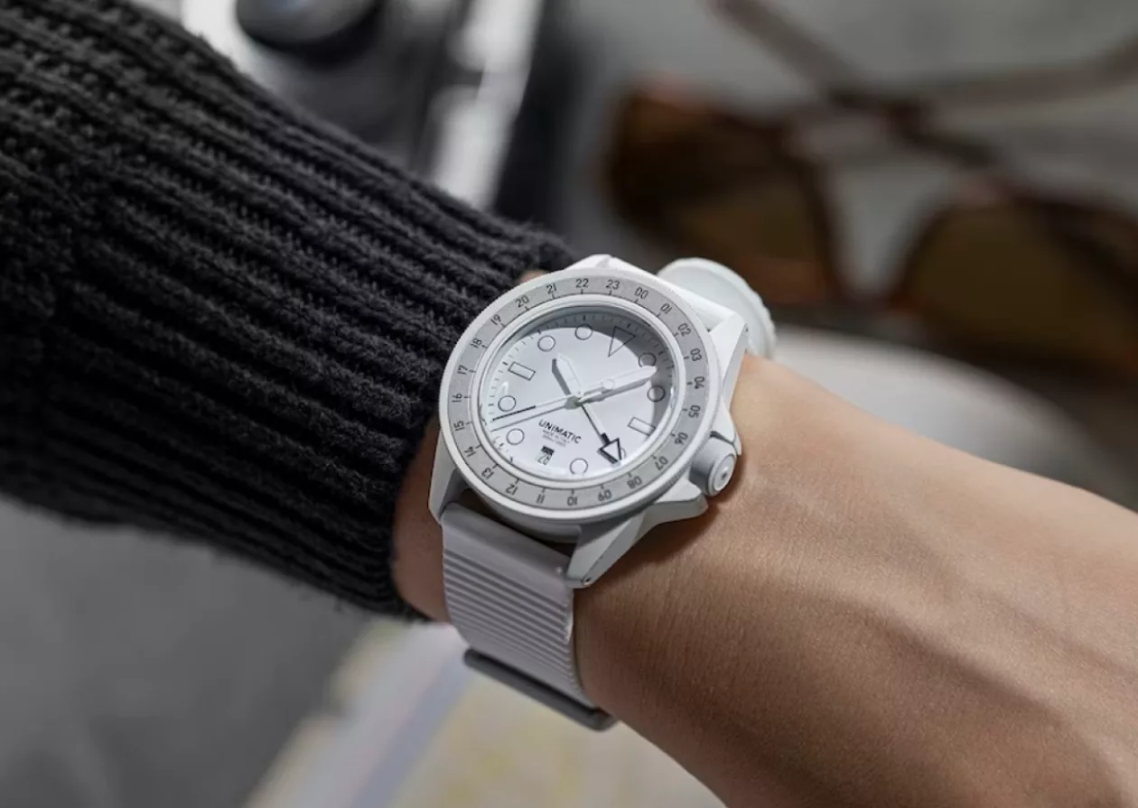 Unimatic x Revolution The Rakes limited edition Modello Uno GMT Arctic Fox where stealth meets style 81