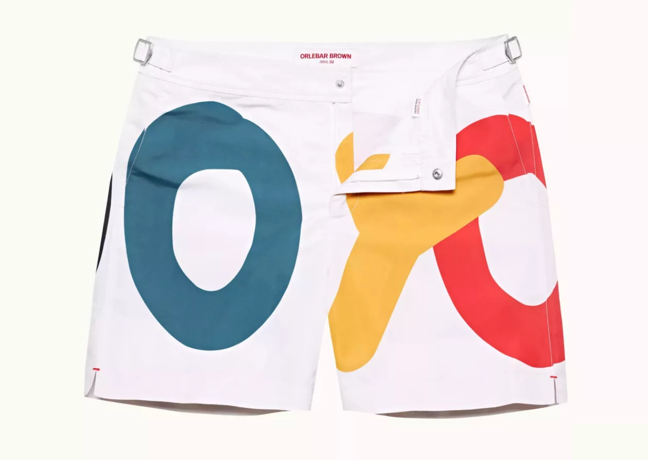 Bulldog White Sand O BUOY Mid Length Swim Shorts by Orlebar Brown 1