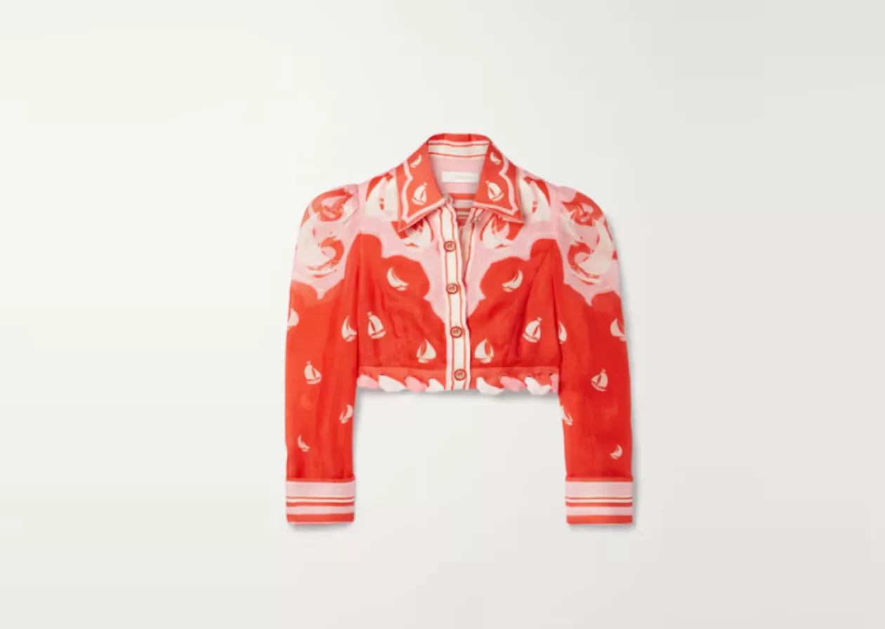 Zimmermanns High Tide Cropped Printed Linen and Silk Blend Top 3