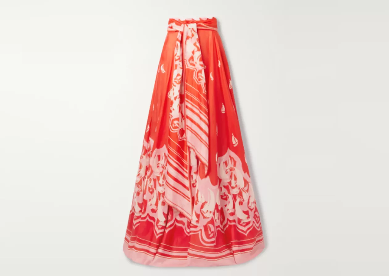 Zimmermanns High Tide Belted Printed Linen and Silk blend Maxi Skirt 2