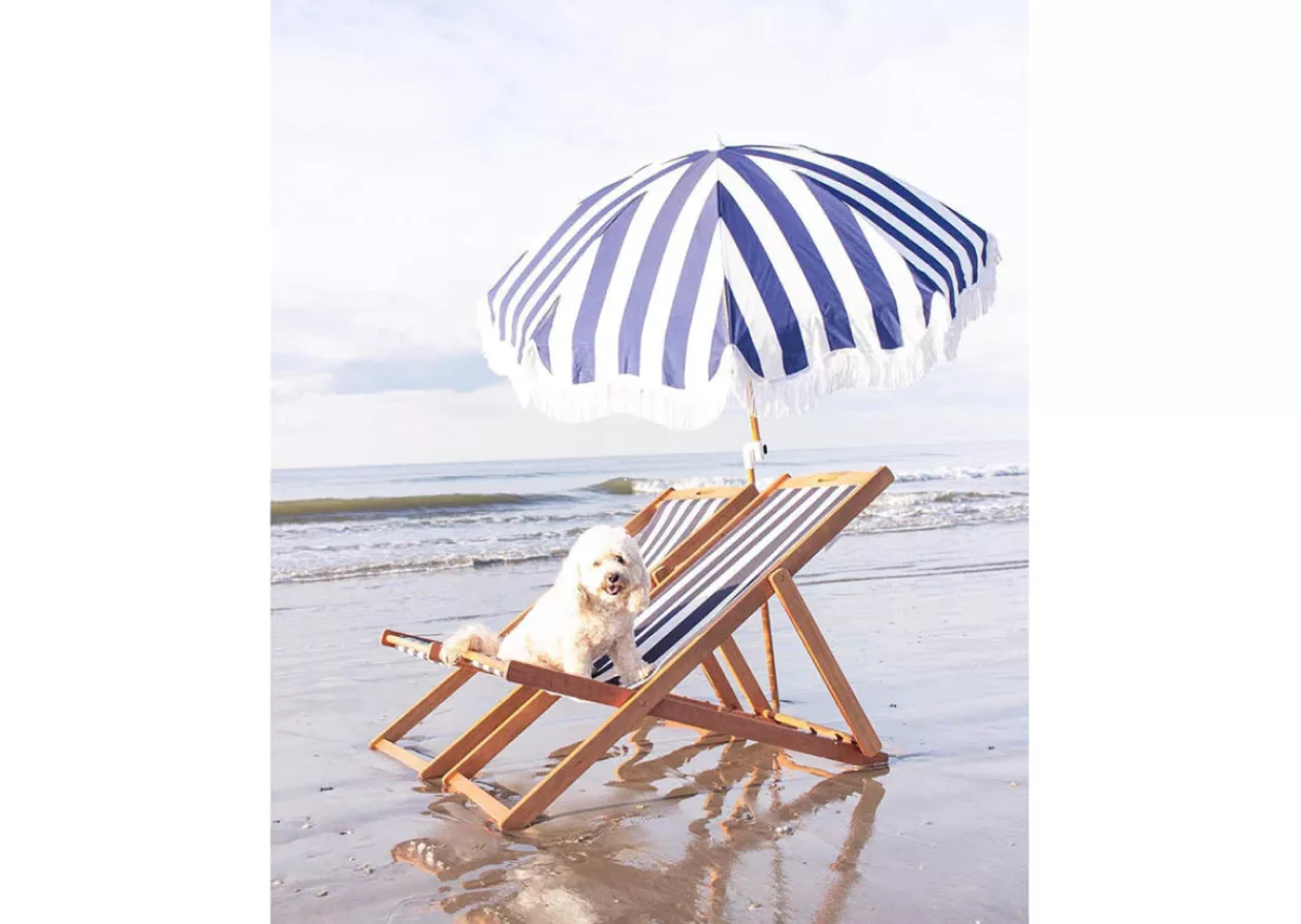 Beach Umbrella in Navy Stripe by Cailini Coastal 2