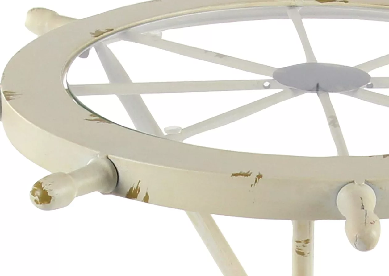 Bring the Coastal Charm Home with the Deco 79 Metal Round Accent Table with Oar Shaped Legs 3