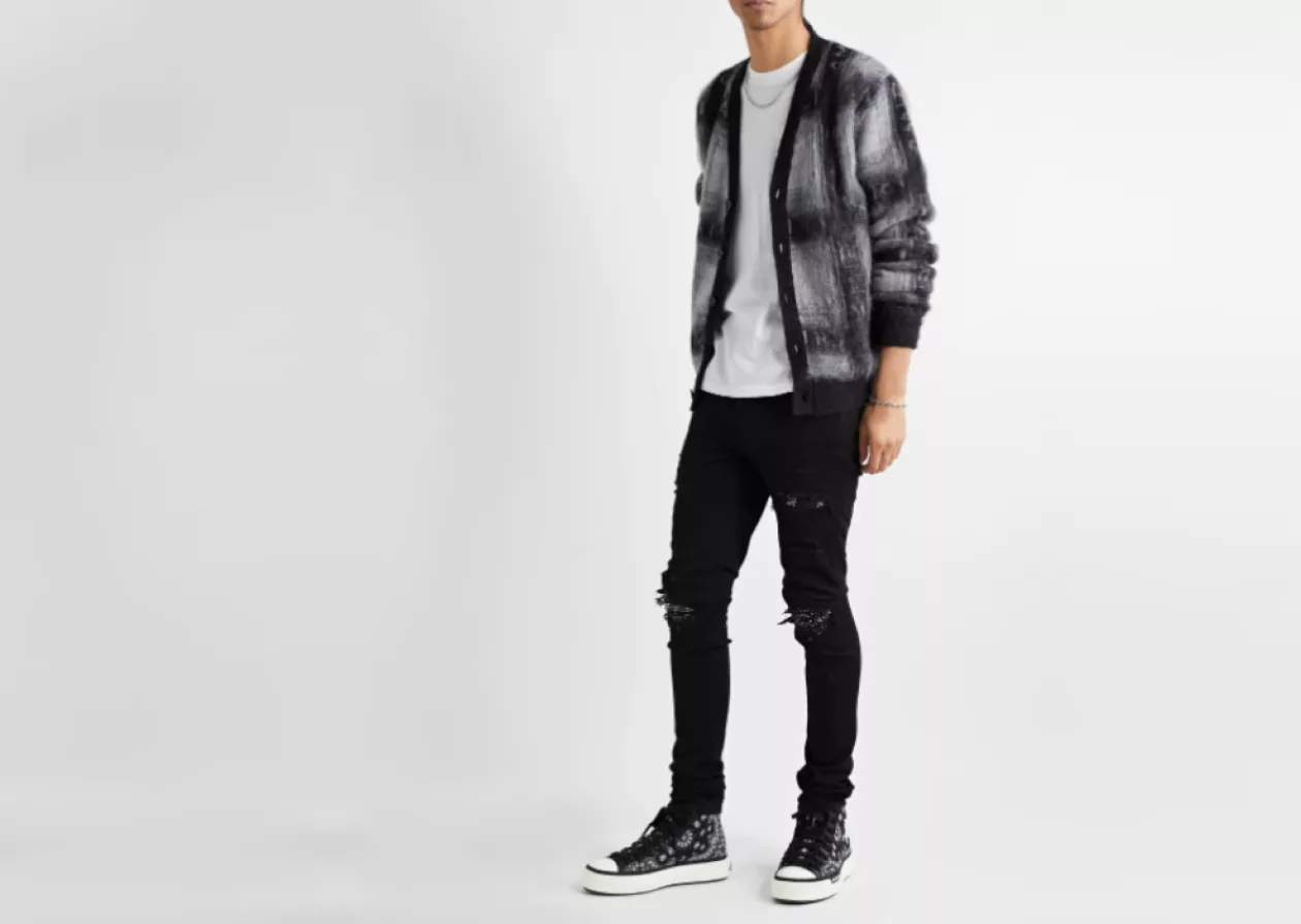 AMIRI MX1 Skinny Fit Panelled Distressed Jeans