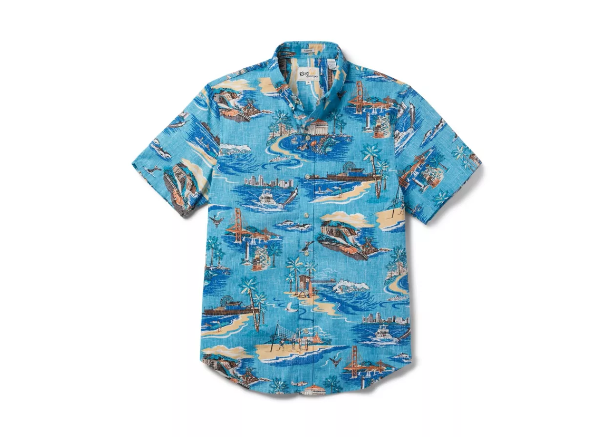 Golden Coast Aloha Shirt in Maui Blue by Reyn Spooner 1