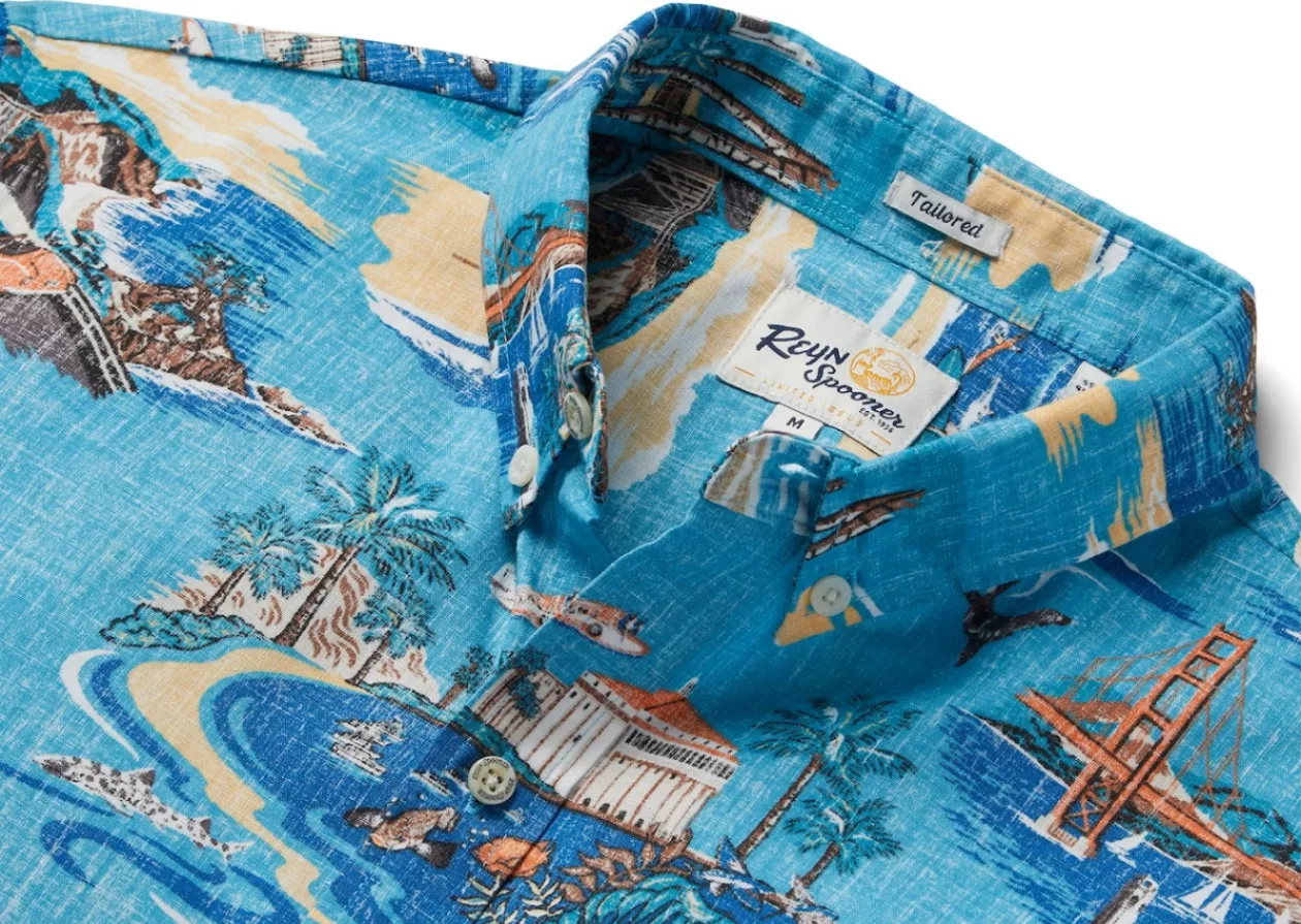 Golden Coast Aloha Shirt in Maui Blue by Reyn Spooner