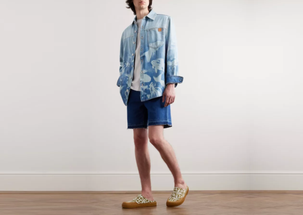 LOEWE Paulas Ibiza Printed Washed Denim Shirt