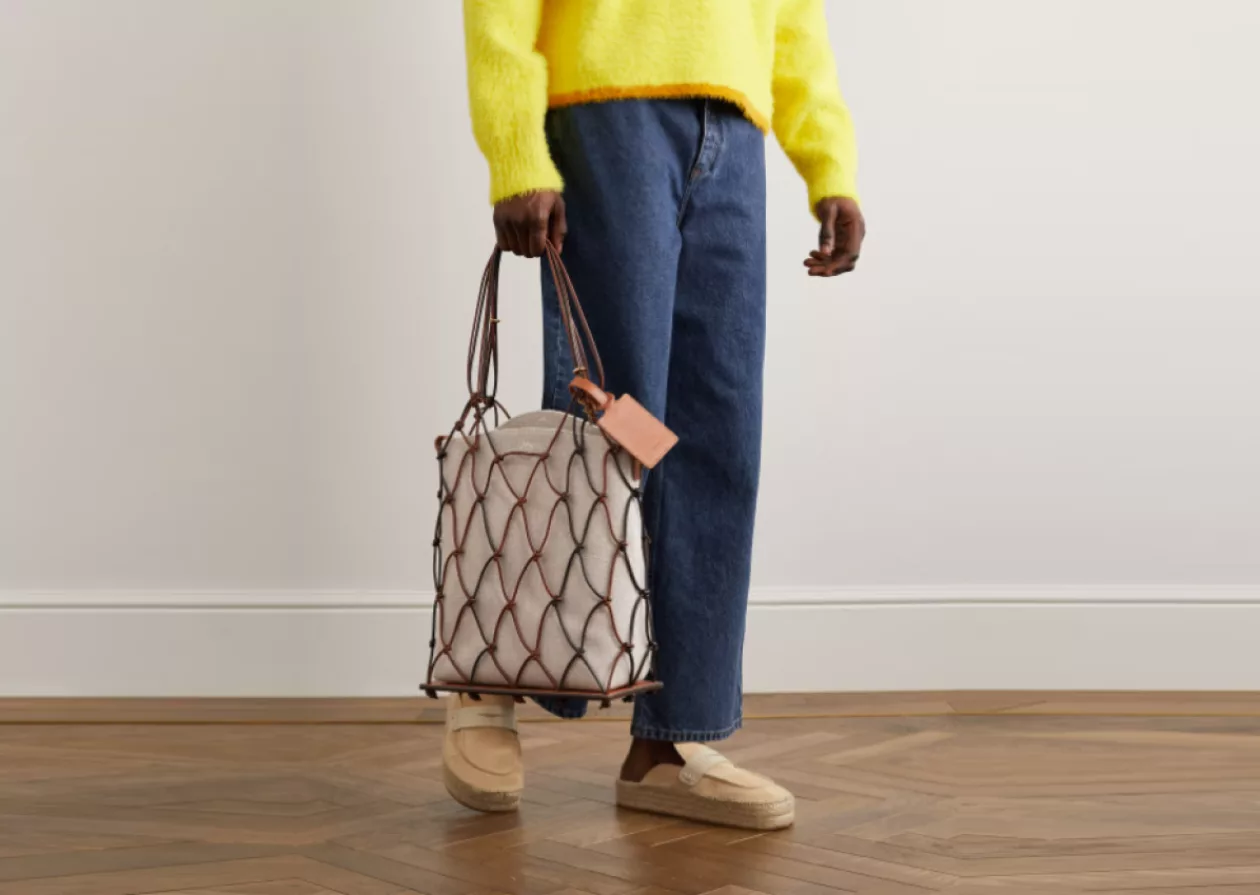 Jacquemus Leather Trimmed Canvas Messenger Bag
