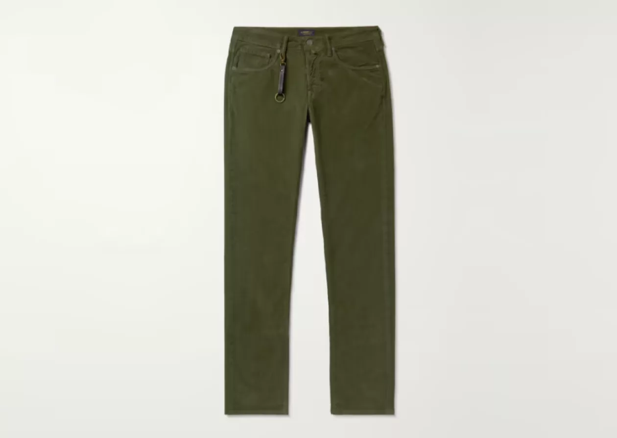 Slim Fit Stretch Cotton Blend Corduroy Trousers