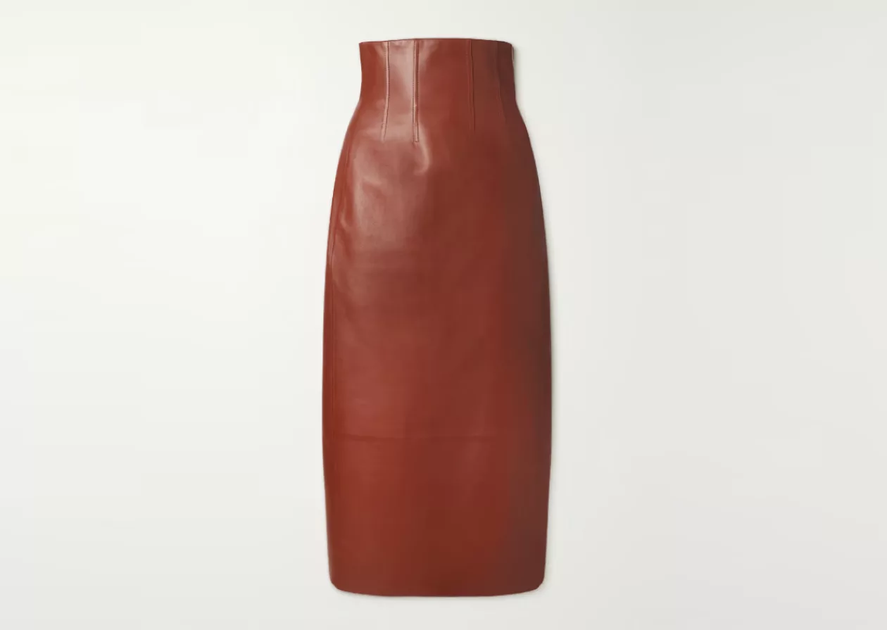 Chloé Leather midi skirt