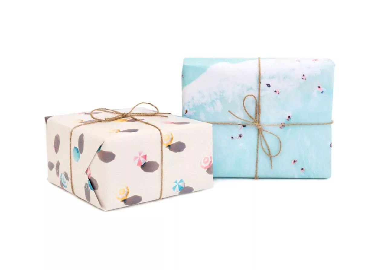 Wrap Your Presents in Coastal Elegance with Gray Malins Beach Birthday Gift Wrap Set 1