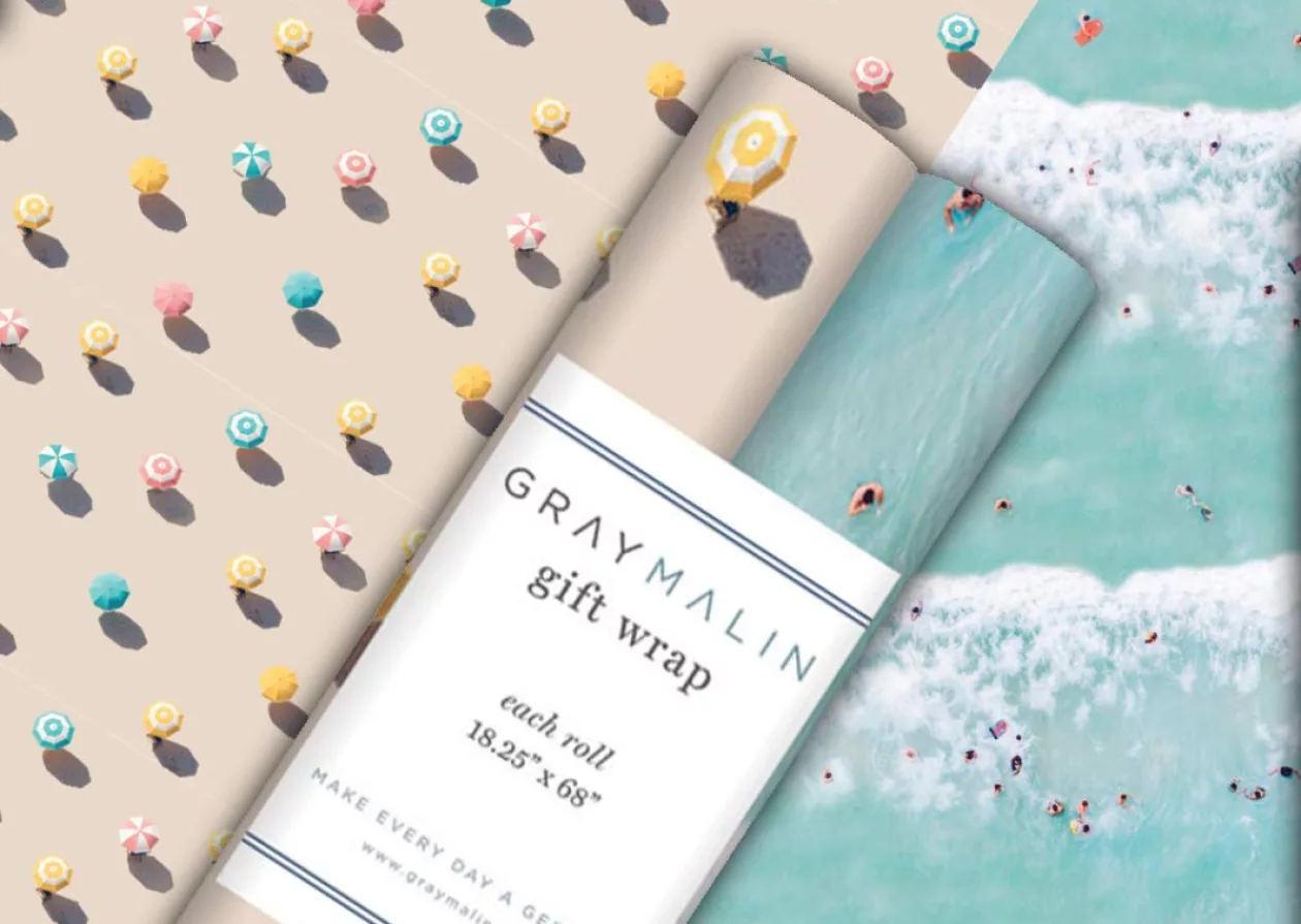 Wrap Your Presents in Coastal Elegance with Gray Malins Beach Birthday Gift Wrap Set 5