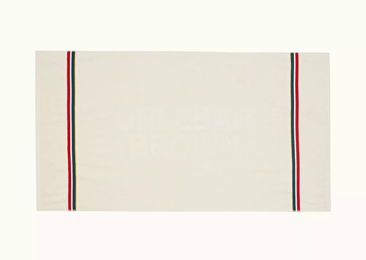 White Sand Orlebar Brown Stripe Towel 1