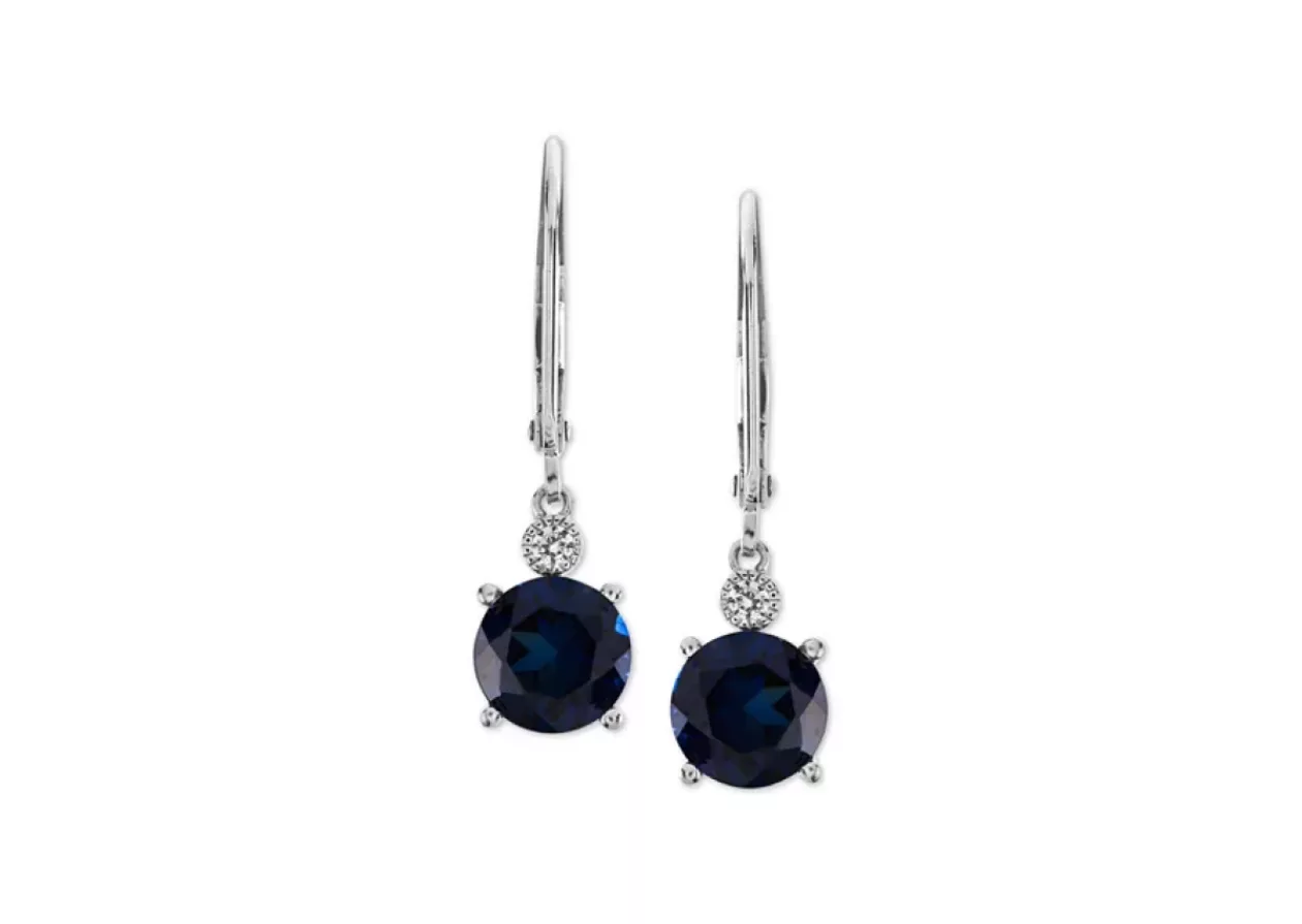 Macys Lab Created Sapphire Drop Earrings
