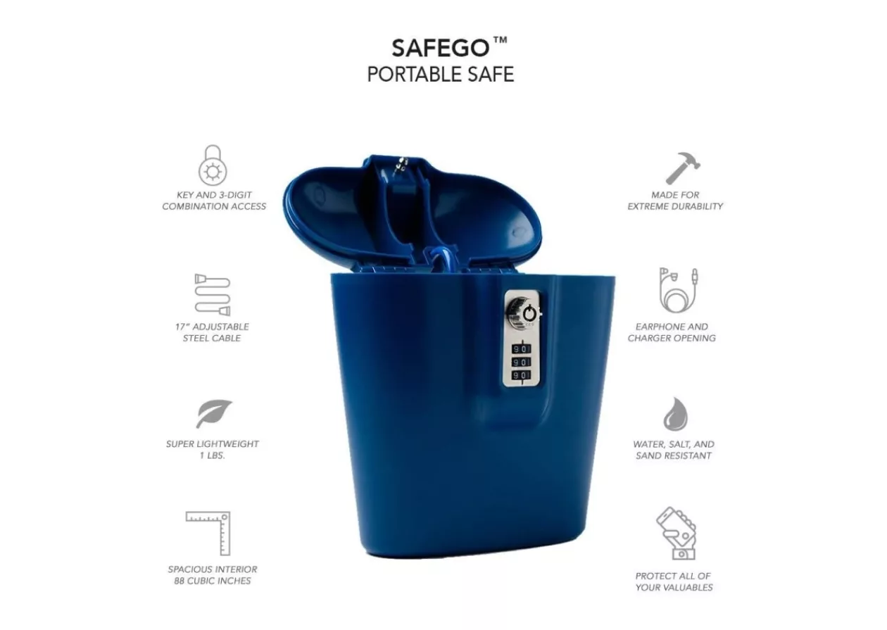 SAFEGO Portable Indoor Outdoor Lock Box Safe with Key and Combination Access 1