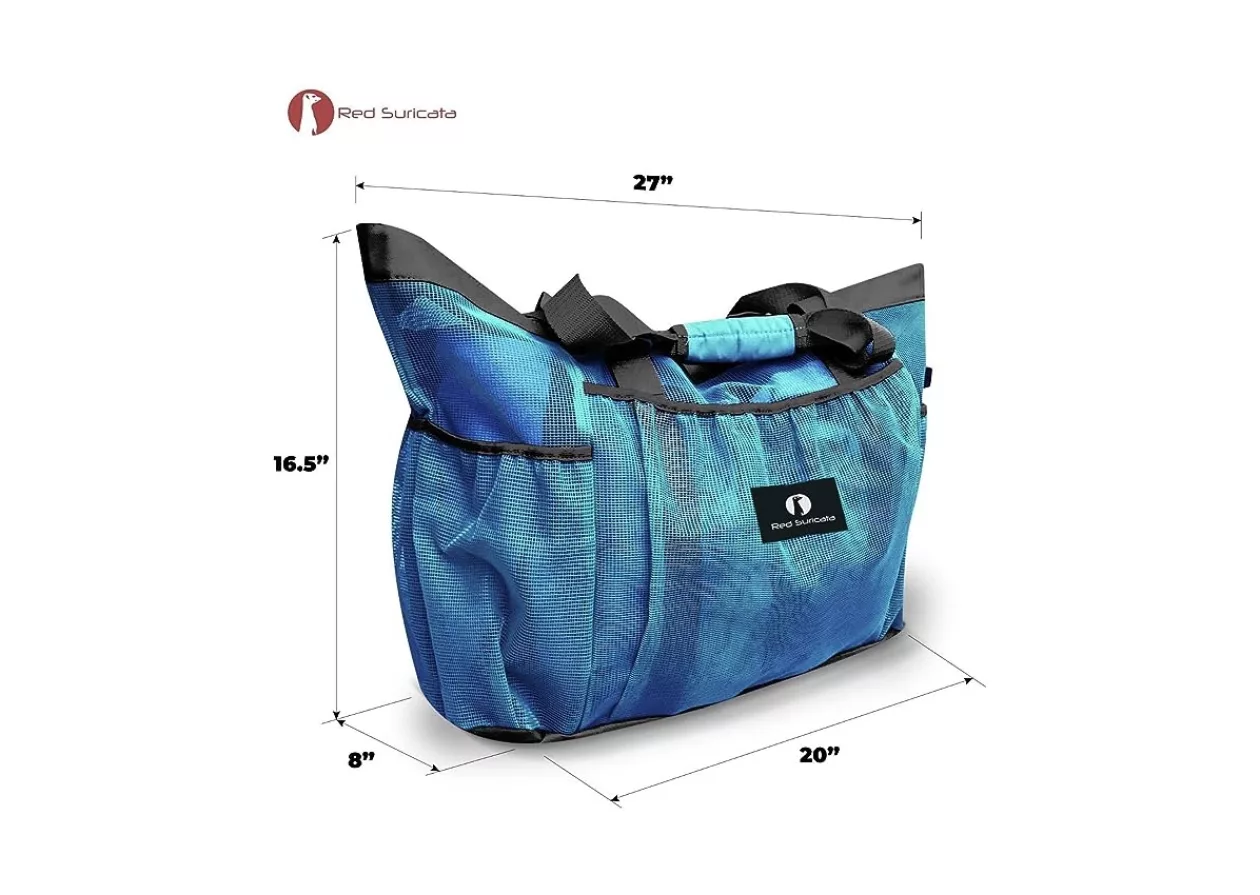 Red Suricata Mesh Beach Bag with Zipper 1