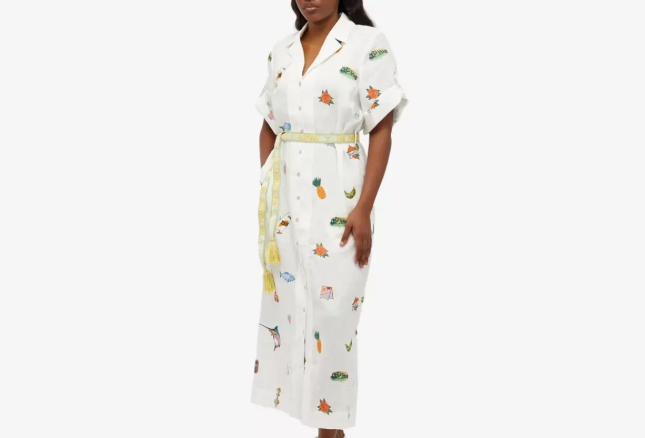 ALÉMAIS BLUE MARLIN EMBROIDERED DRESS 1