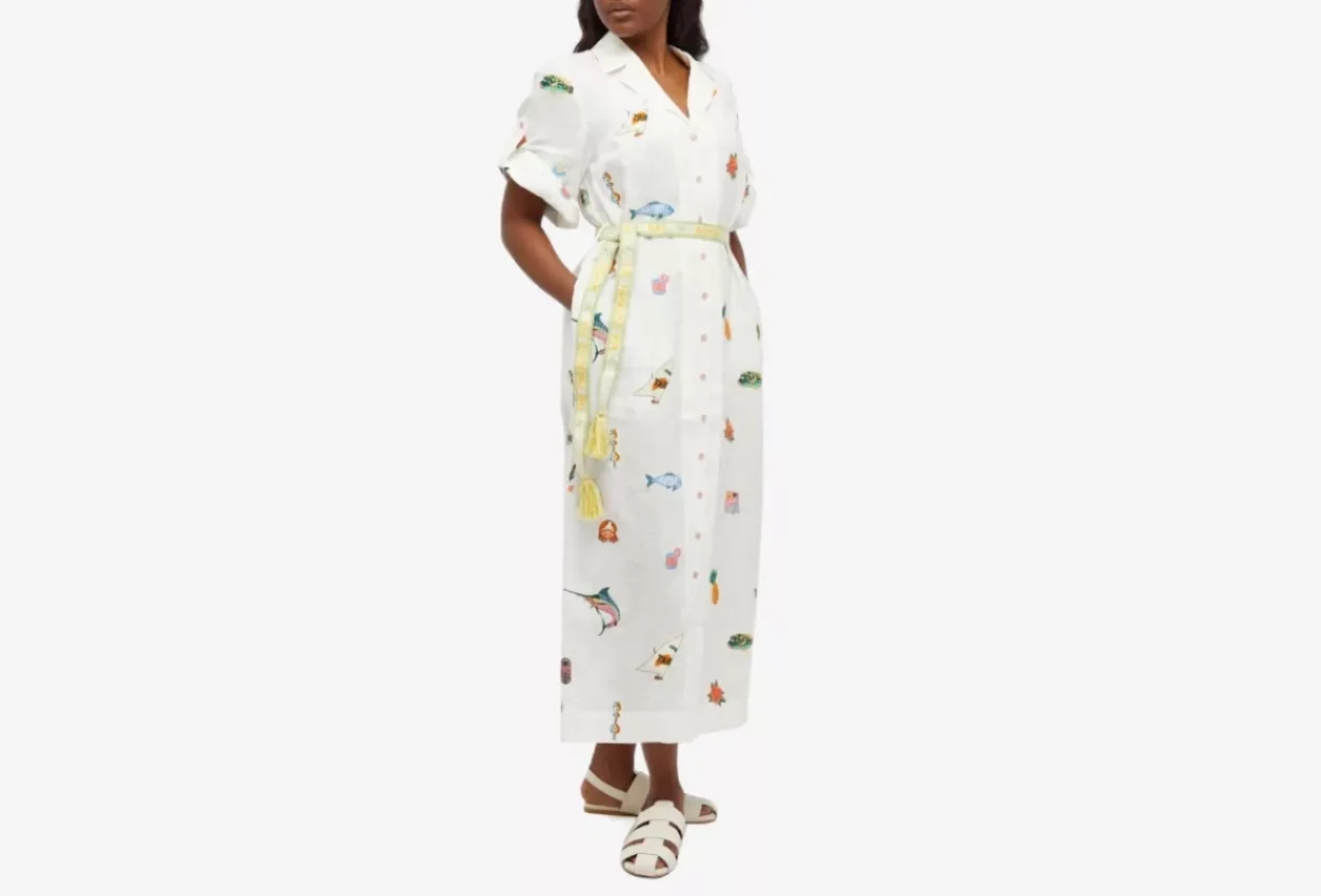 ALÉMAIS BLUE MARLIN EMBROIDERED DRESS 3