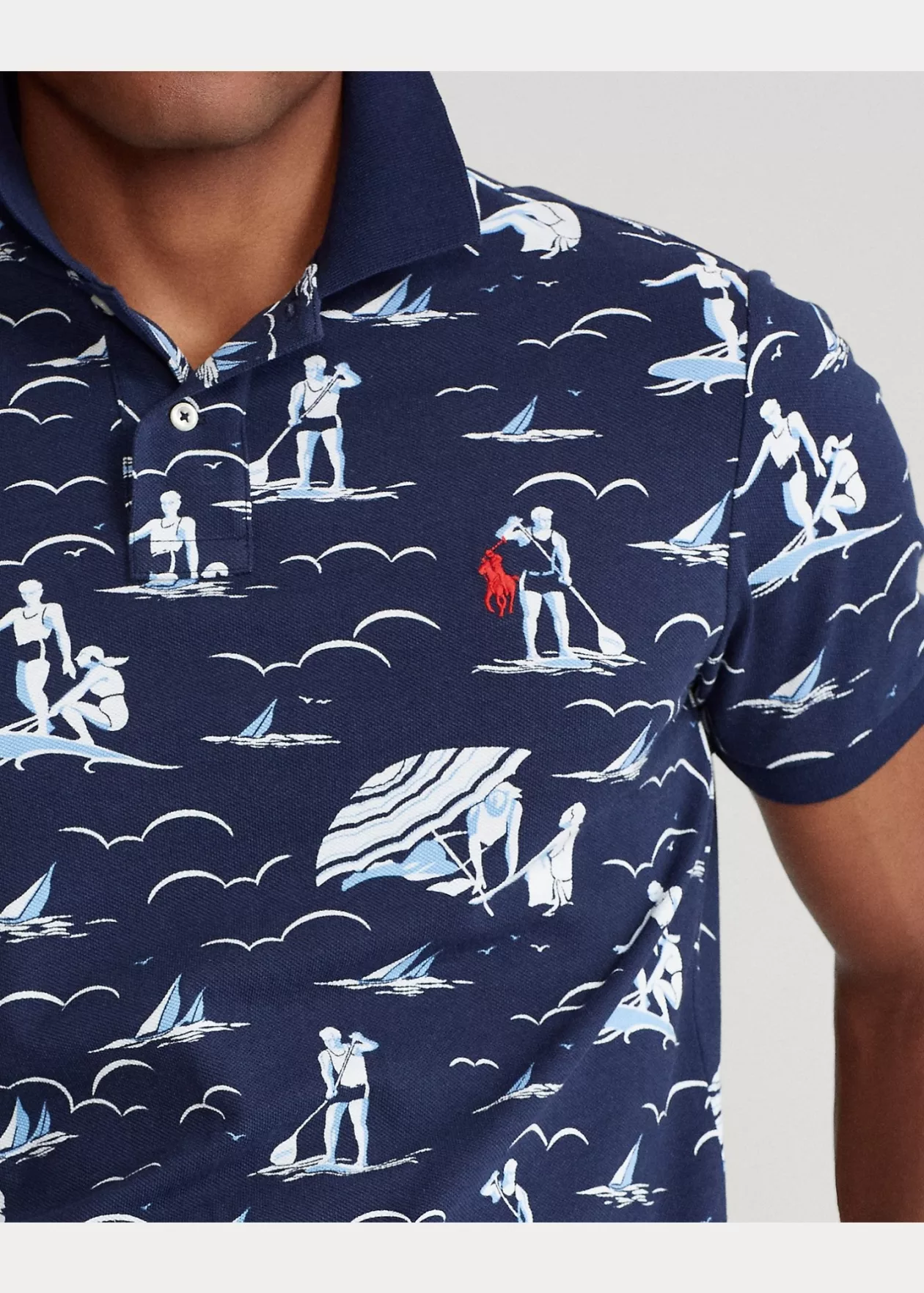 Swimmer print mesh polo shirt ralph lauren supremarine