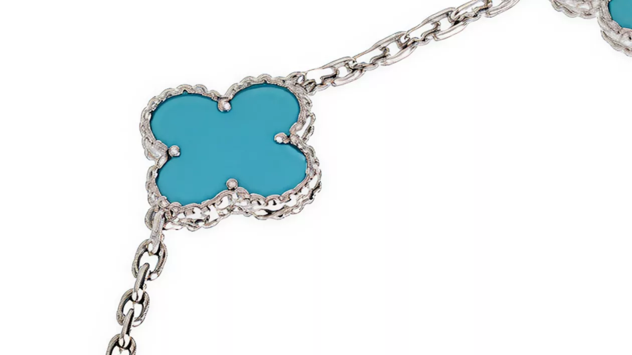 White gold and turquoise 5 motif vintage alhambra braceletbrand product details
