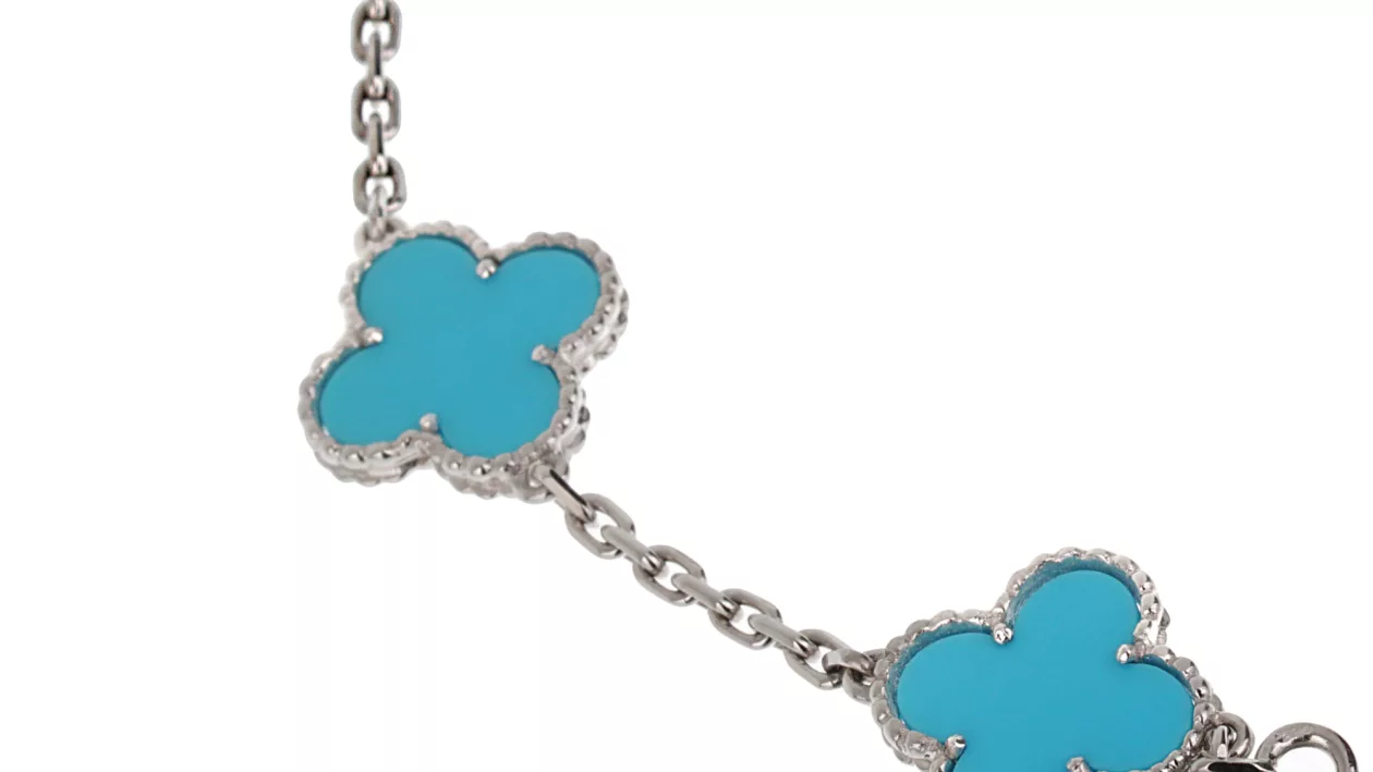 White gold and turquoise 5 motif vintage alhambra braceletbrand where to find