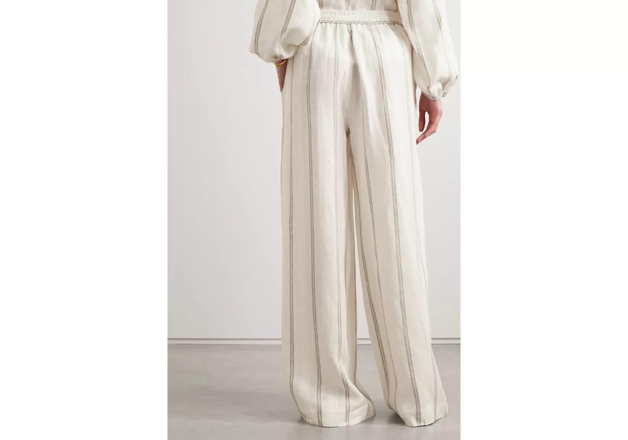 Loro Pianas Striped Linen Wide Leg Pants 03