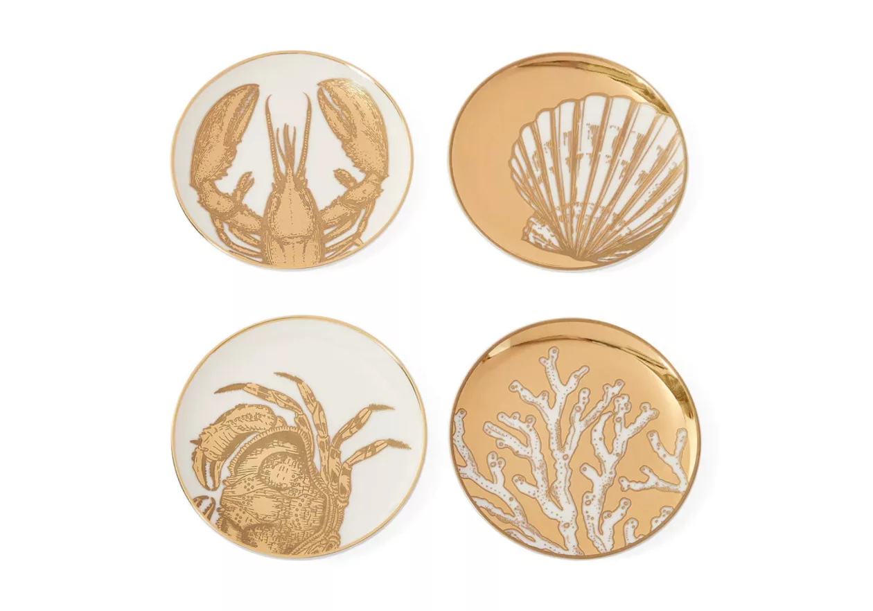 Gold Porcelain Nautical Coasters Set of 4 01