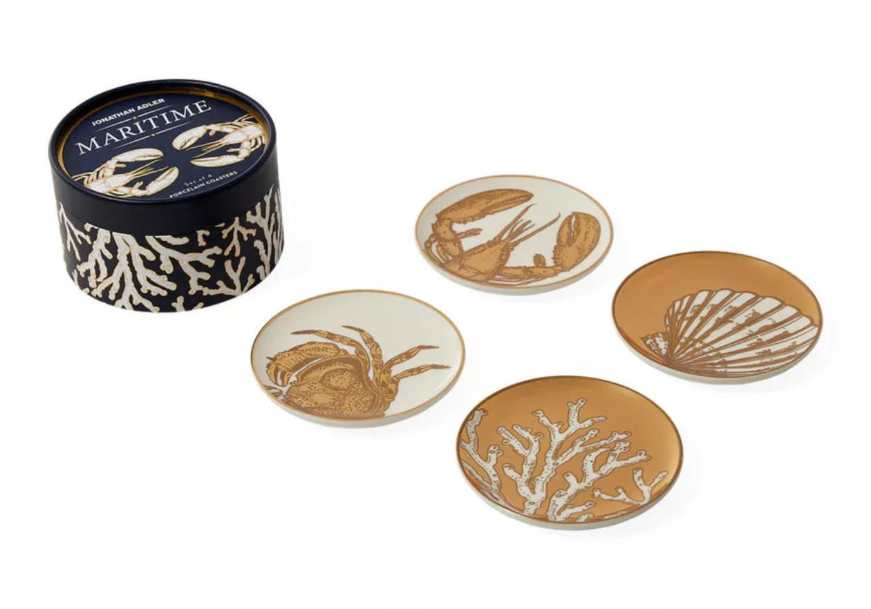 Gold Porcelain Nautical Coasters Set of 4 02