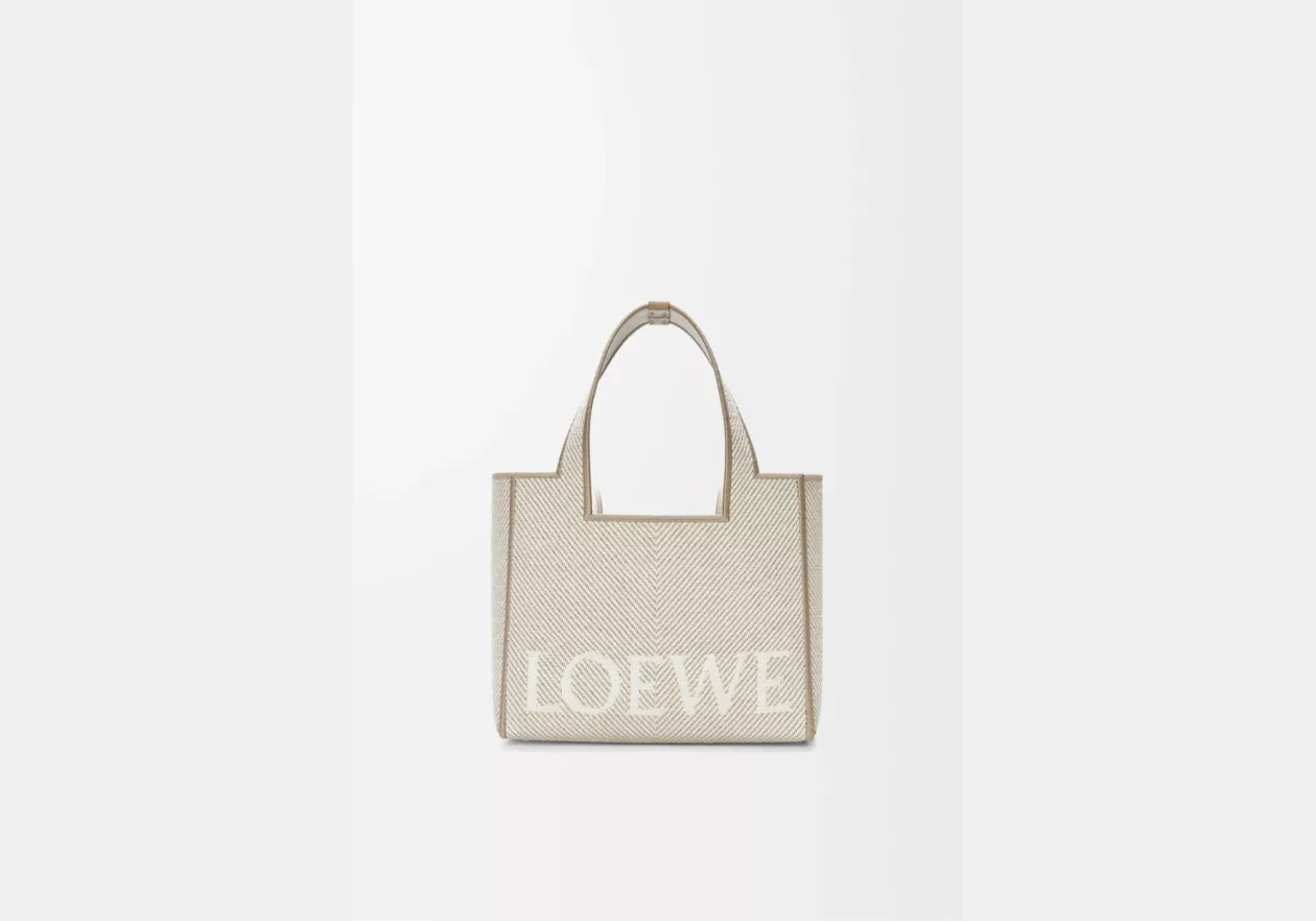 LOEWE Small Font Tote in Jacquard Canvas 01