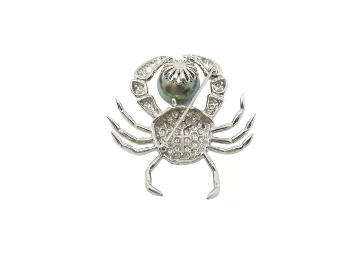 Tiffany Co Platinum Tahitian Pearl Crab Brooch 03