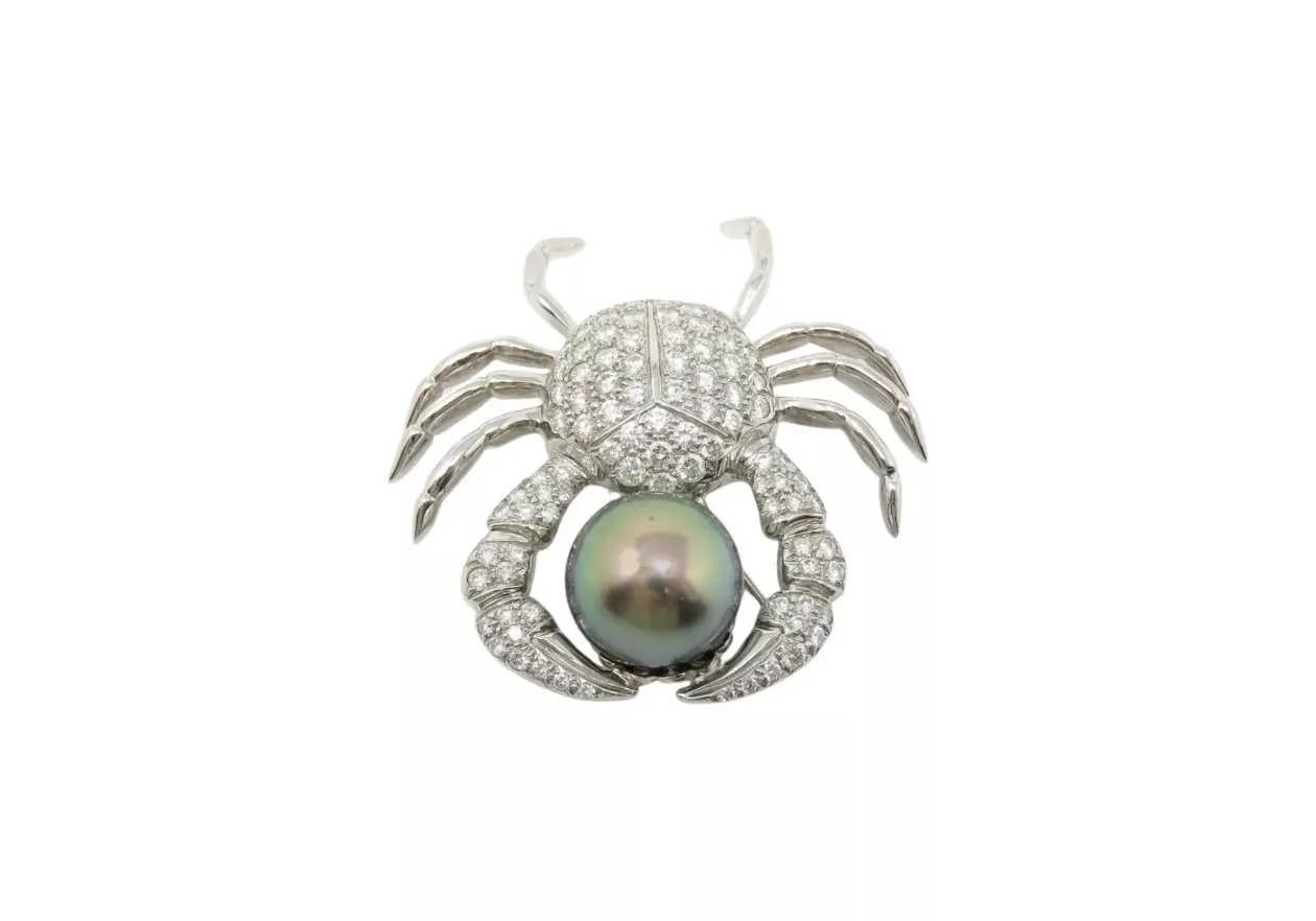 Tiffany Co Platinum Tahitian Pearl Crab Brooch 04
