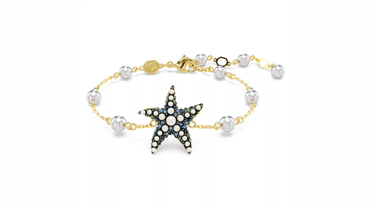 Black Salt Radiance Swarovskis Idyllia Crystal Pearl Starfish Bracelet 001