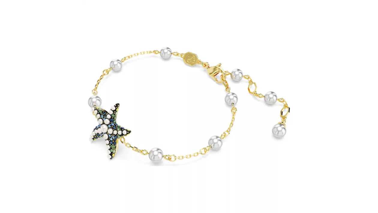 Black Salt Radiance Swarovskis Idyllia Crystal Pearl Starfish Bracelet 002