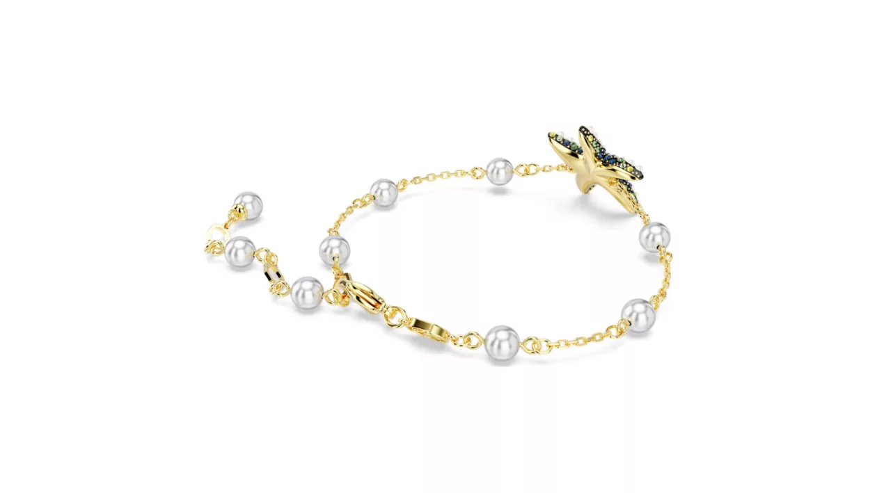 Black Salt Radiance Swarovskis Idyllia Crystal Pearl Starfish Bracelet 004