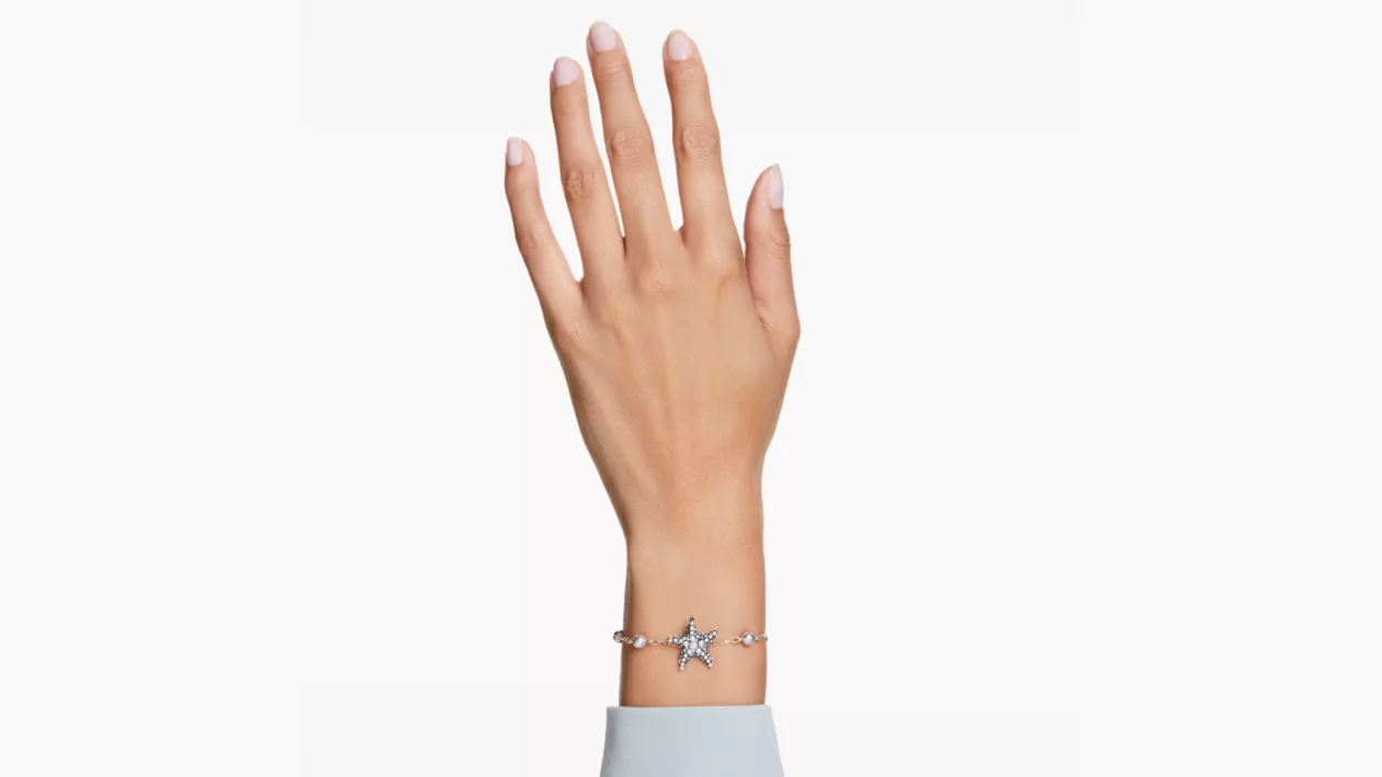 Black Salt Radiance Swarovskis Idyllia Crystal Pearl Starfish Bracelet 005