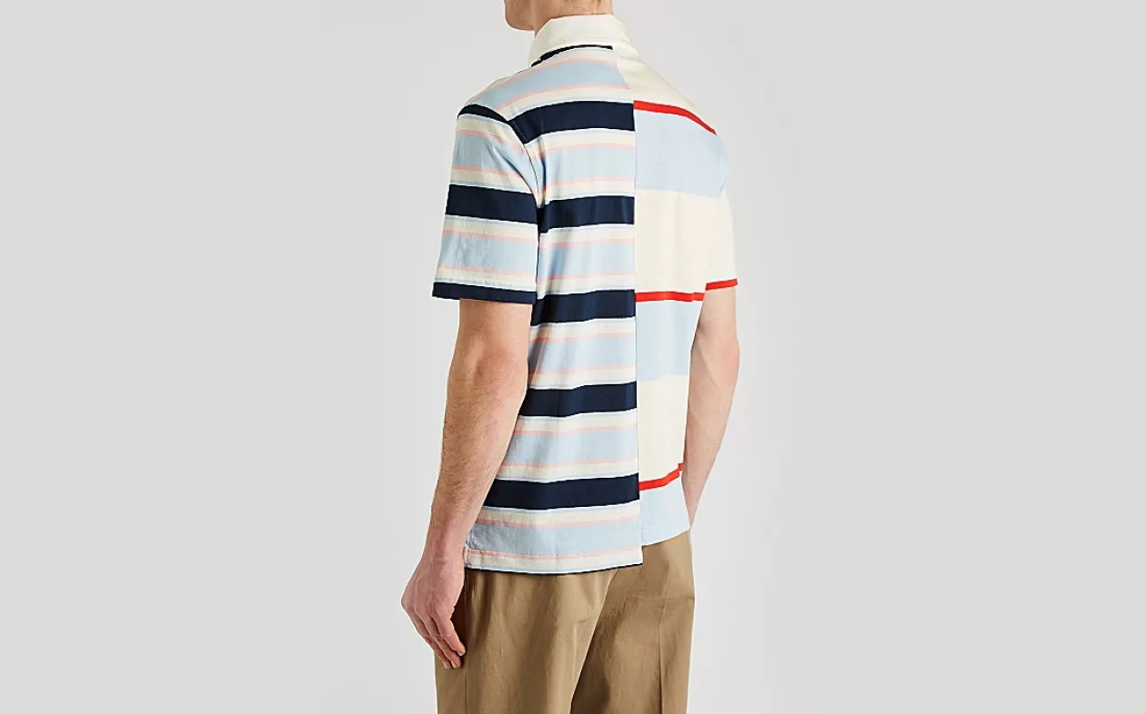Striped cotton polo shirt by lanvin supremarine 3