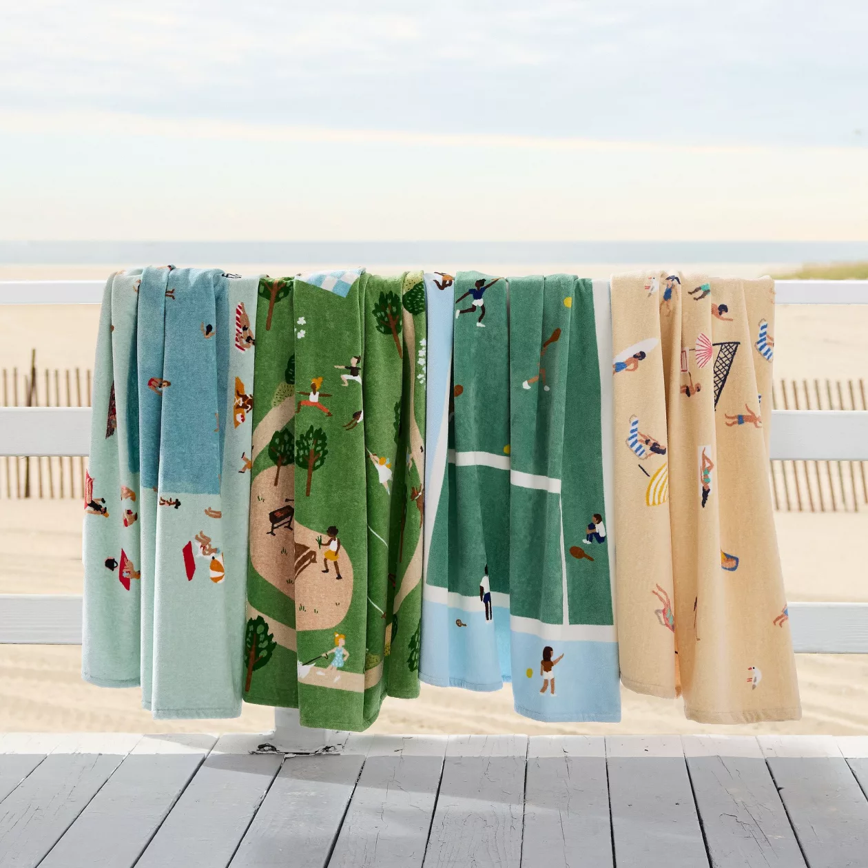 The Beach Scene Towel Art Inspired Dual Texture Comfort for Seaside Days 02