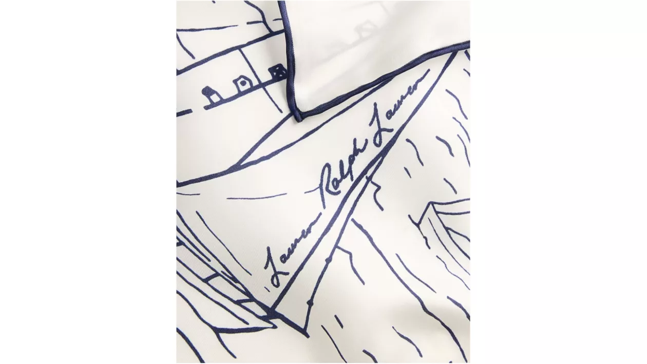 02 RALPH LAUREN LANDSCAPE PRINT SILK SQUARE SCARF