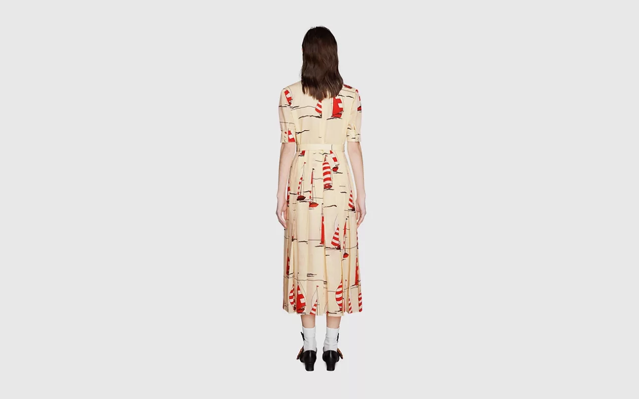 654450 ZAGR4 9376 005 100 0000 Light Nautical print cotton linen dress Supremarine4