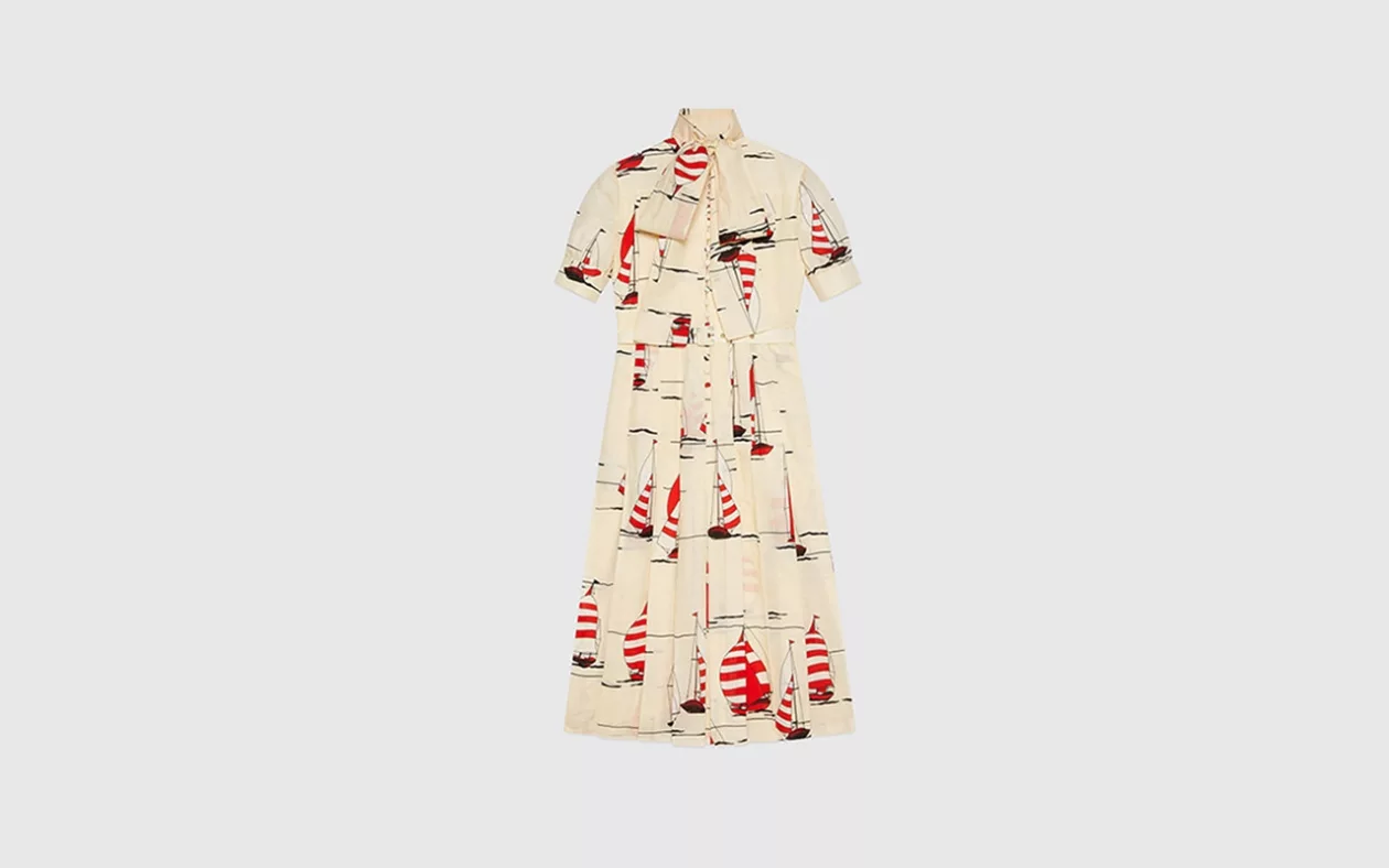 654450 ZAGR4 9376 001 100 0000 Light Nautical print cotton linen dress Supremarine1