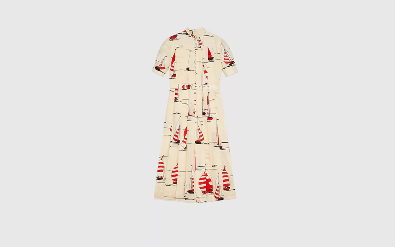654450 ZAGR4 9376 008 100 0000 Light Nautical print cotton linen dress Supremarine5