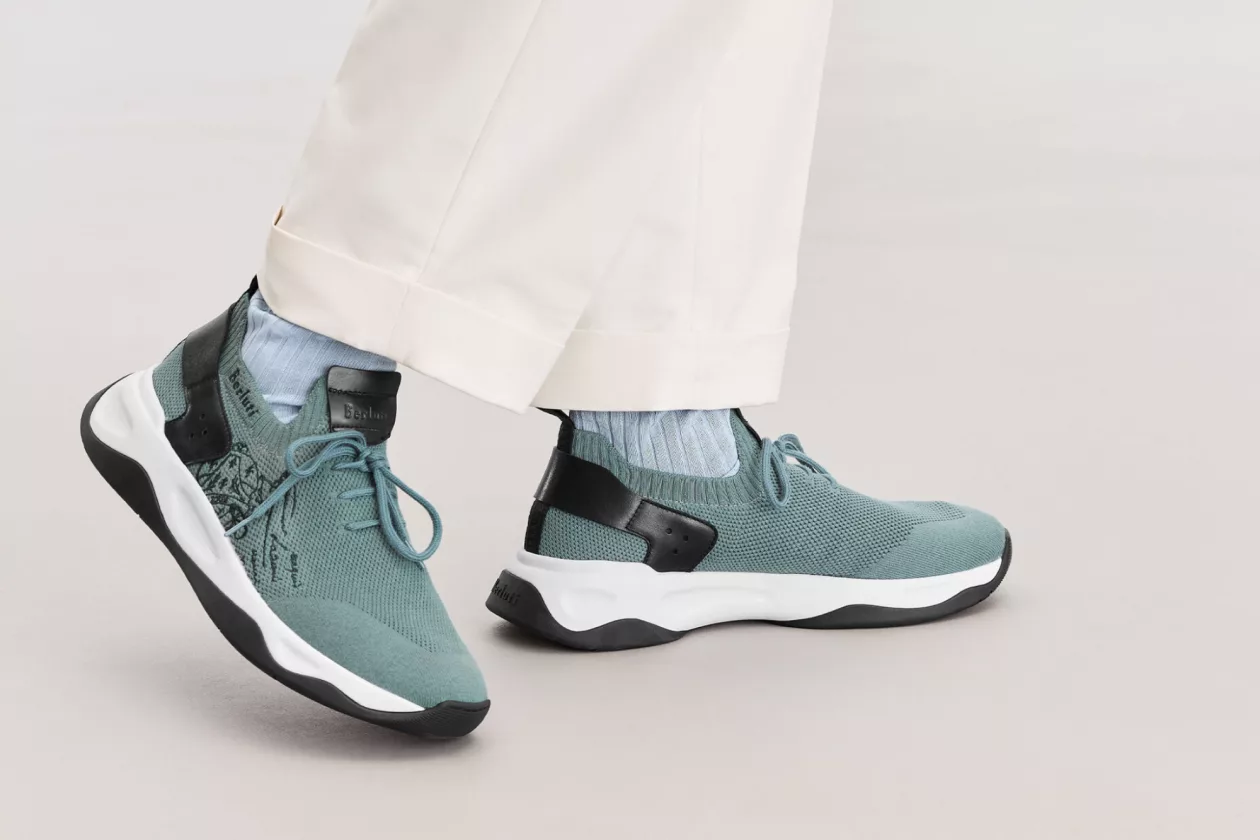 2 Berluti Shadow Sneakers in Deep Sea Green