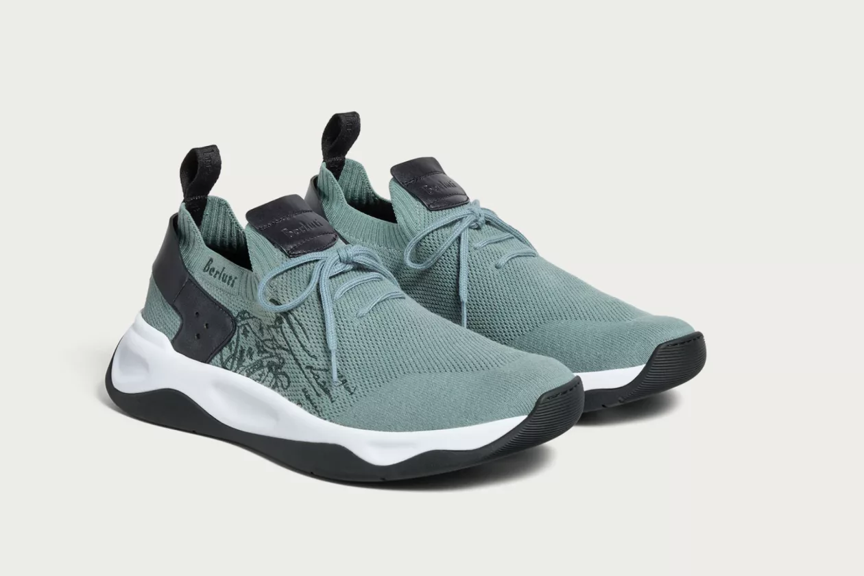 4 Berluti Shadow Sneakers in Deep Sea Green