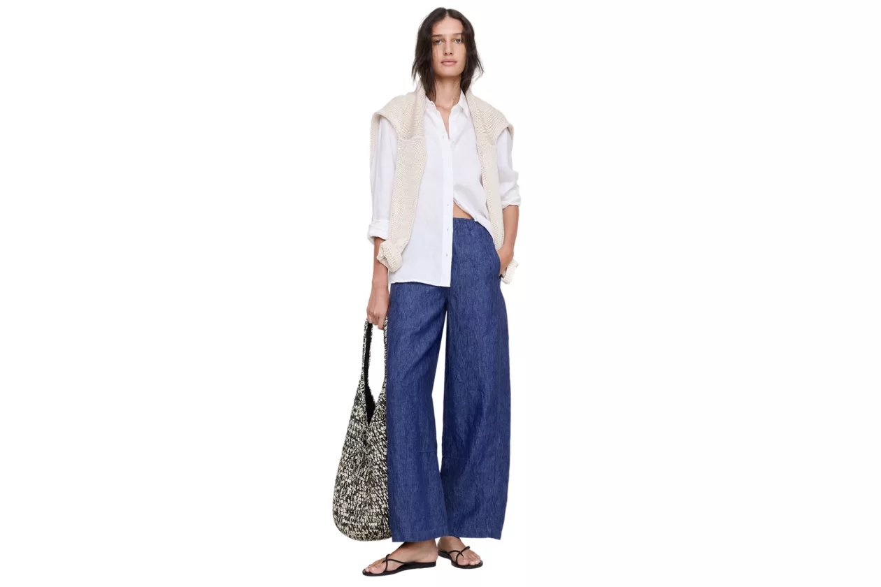 1 Mid Rise Relaxed Painter Pull On Pant in Linen