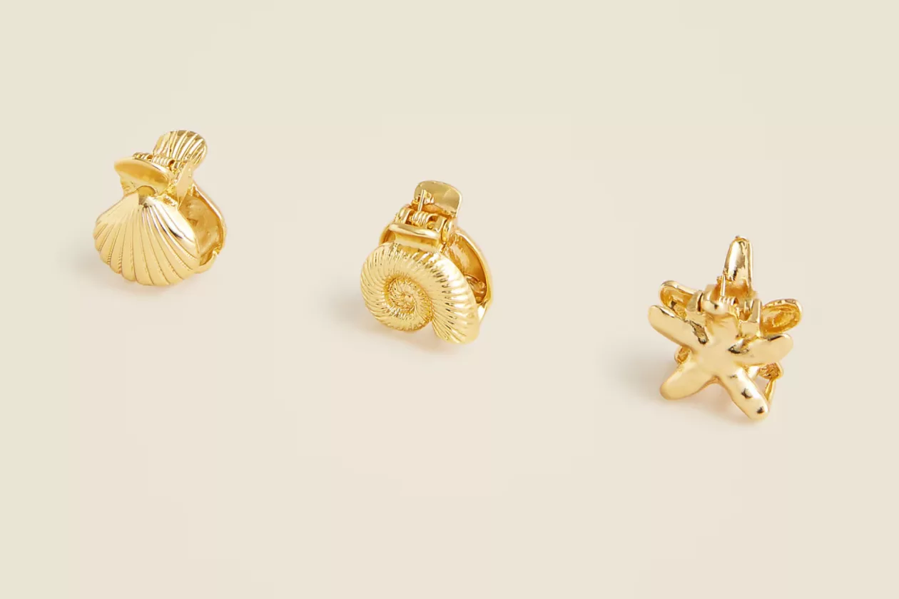 1 J CREW Metallic nautical claw clips three pack